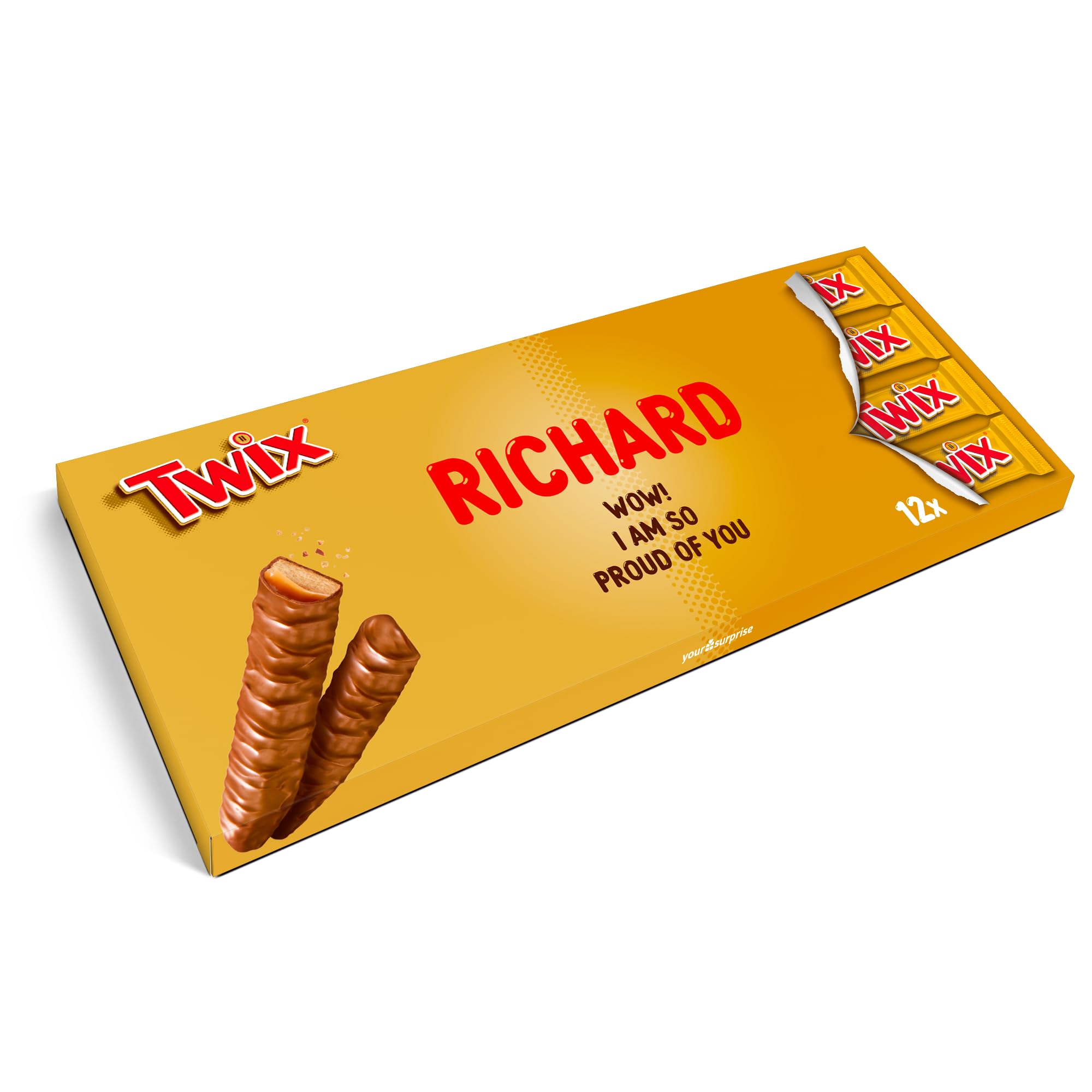 XXL Twix Barre de chocolat personnalisée - Personnalisez votre boîte cadeau géante en chocolat au lait, le cadeau pour les femmes, les hommes (16 x 50g)