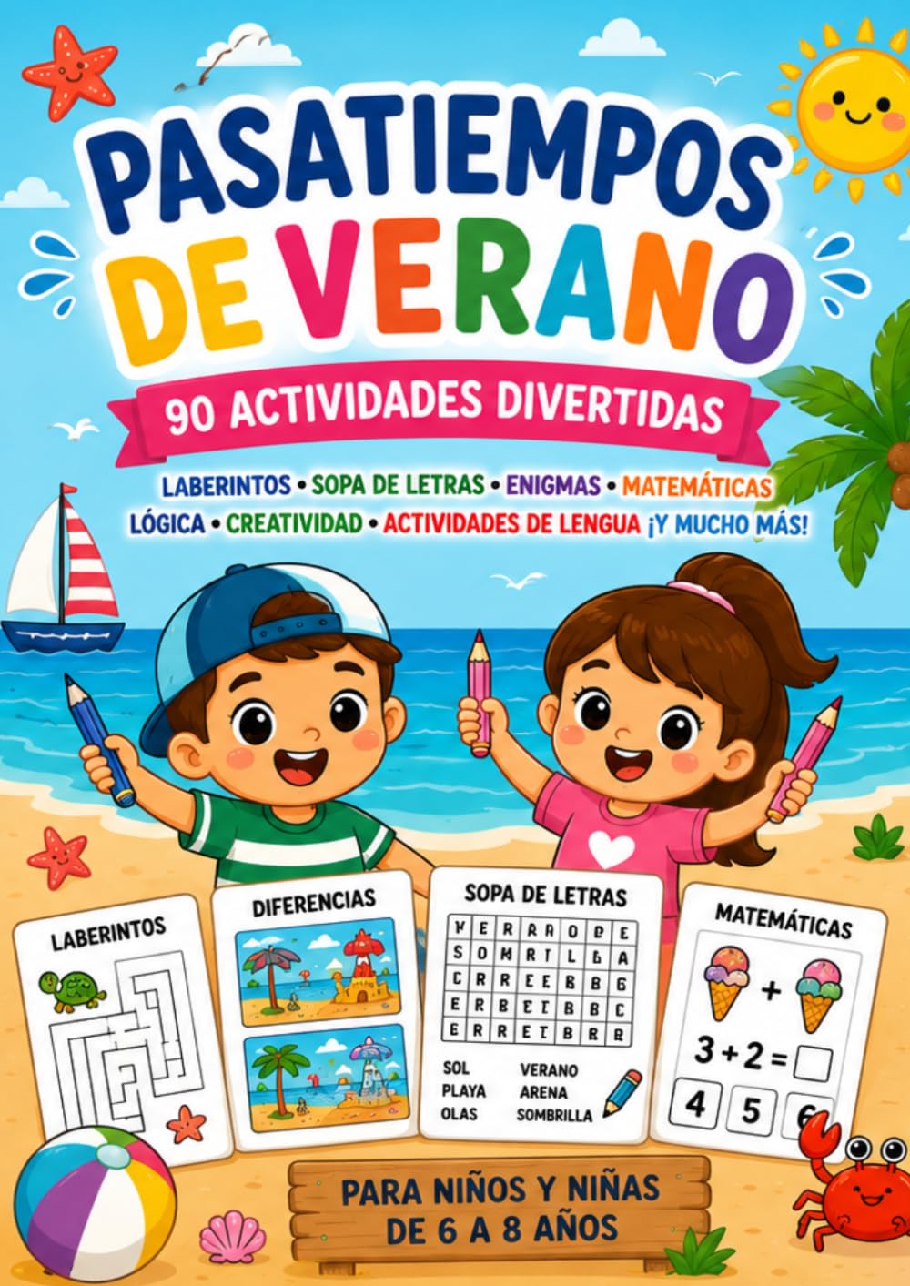 Pasatiempos de VERANO. 90 actividades divertidas para niños y niñas de 6 a 8 años