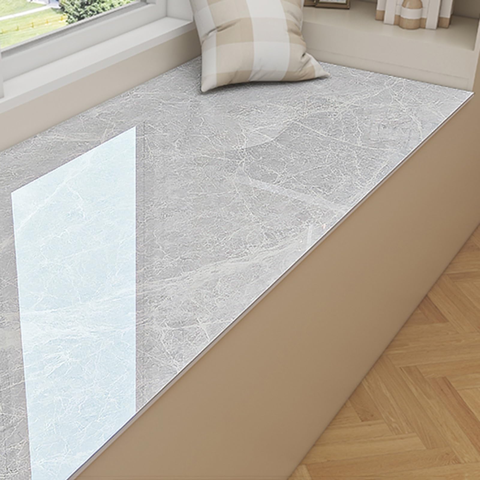 Dailify Self-adhesive Bay Window Sticker Marble Style, Indoor Window Sill Replacement Wallpaper Peel & Stick, PVC Window Sills Cover Protector(Style D,300x120cm (9.8x3.9ft))