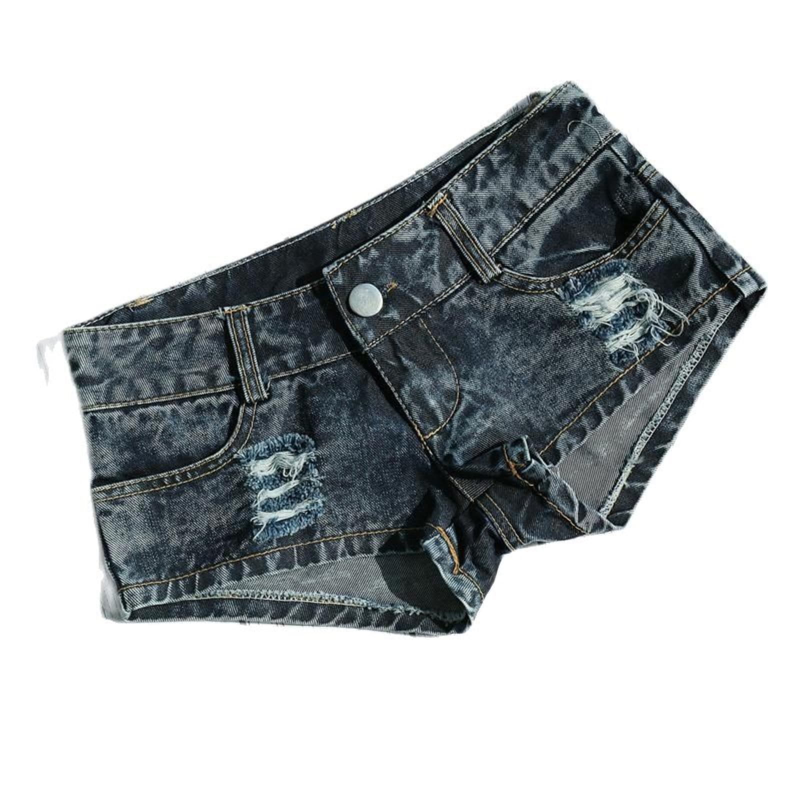 Short Jeans Femme Femmes Taille Basse Denim Shorts Lavé Slim Fit Cut-Out Mode Nightclub Été Mini Shorts-a-l