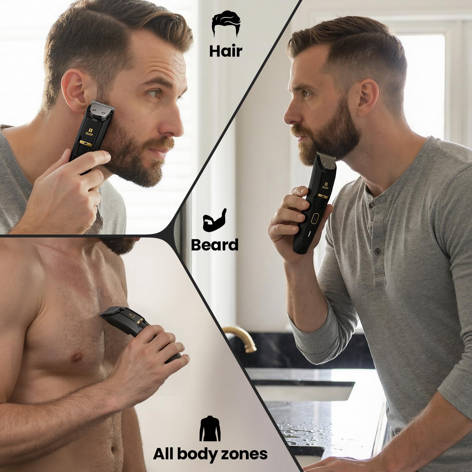 Tondeuse à barbe pour homme – Tondeuse tout-en-un avec cadran de précision – Tondeuse pour poils du visage de qualité supérieure – Réglage de la longueur réglable de 20 degrés, station de
