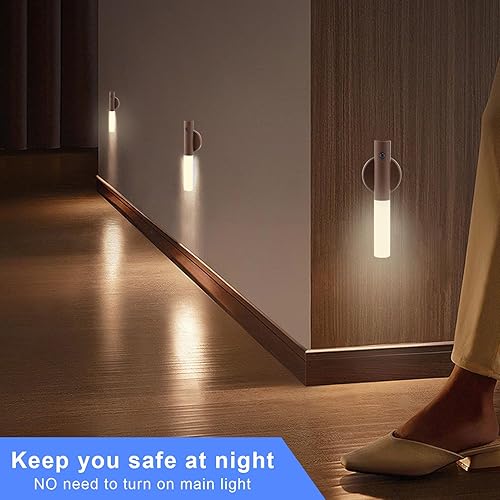 Miniatura 7 de LANDGOO Juego de 2 lámparas LED con sensor de movimiento, lámparas de pared que funcionan con pilas, iluminación recargable para pasillo, escalera,