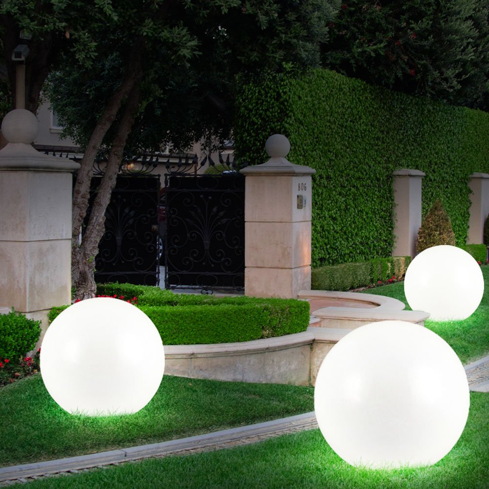 3x LED Solar Steck Lampen Kugel Garten Leuchten Terrassen Außen Strahler Durchmesser 2x 15 cm, 1x 10 cm
