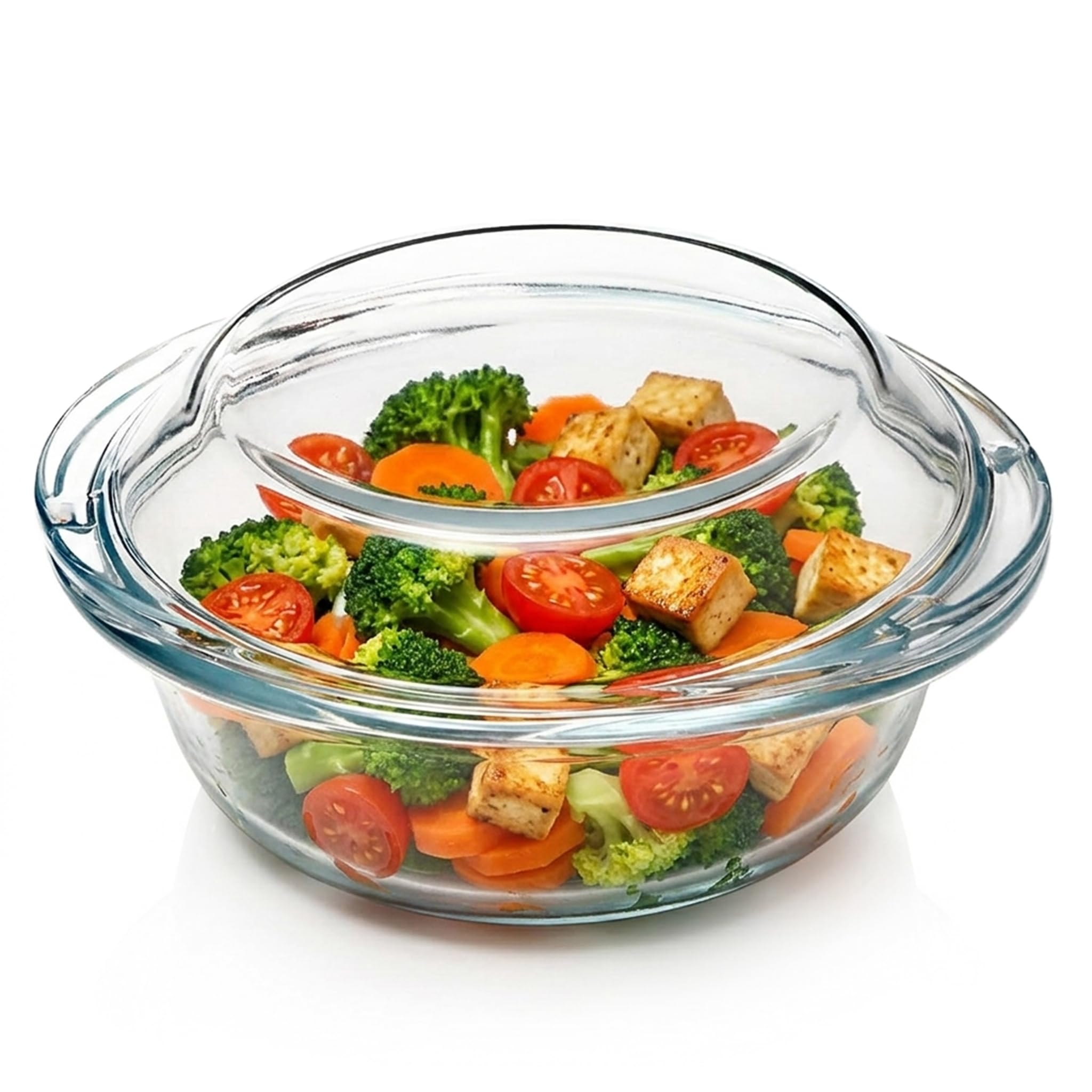AGARO Elite Borosilicate Glass Casserole with Lid, 1500 ml, Serving Bowl, Kitchen, Oven & Microwave, Dishwasher and Freezer Safe, Scratch Resistant, Transparent.