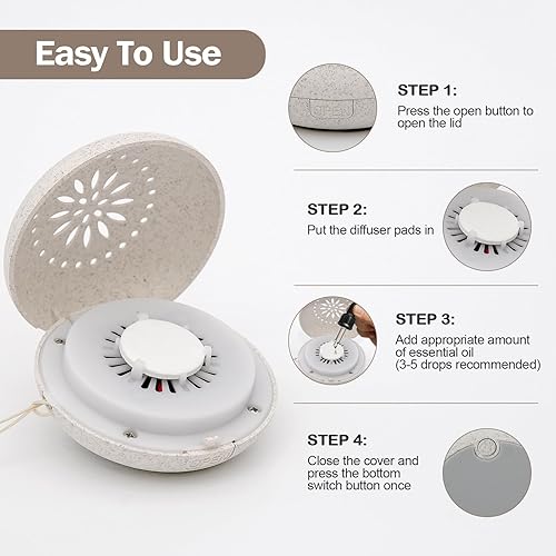 Miniatura 3 de Mini difusor portátil de tamaño de viaje para aceites esenciales, multifuncional, sin agua, sin sonido, mini difusor de aromaterapia para