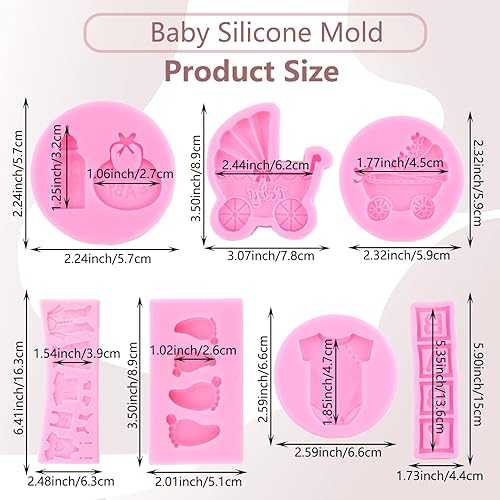 Miniatura 3 de Molde de silicona para fondant de bebé, moldes para fondant, moldes para pies de bebé, moldes para biberones, moldes para cunas de bebé, decoración