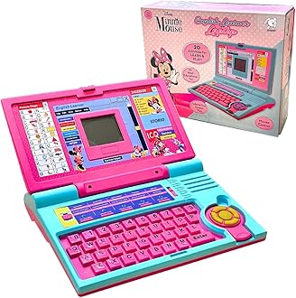Storio Minnie Mouse Educational Computer Laptop Toy with Mouse|1 Year Extended Warranty|Kids Above 3 Years|20 Fun Activity Learning|Learn Letter Words Games Mathematics Music Logic Memory,Multicolor