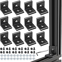 Vista 11 de Juego de 20 conectores de perfil de extrusión de aluminio de la serie 2020, 20 soportes de esquina, con 40 tuercas en T y tornillo hexagonal M5×8