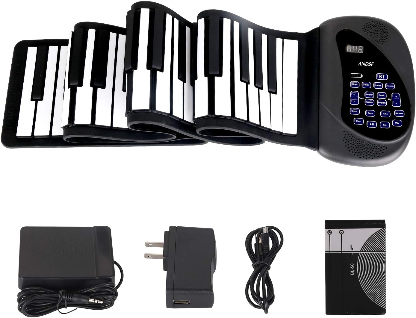 Portable Flexible Electronic 88-Key piano | Double Loudspeaker with Bluetooth microphone music keyboard piano built-in rechargeable battery for beginners gift(Children's Day Gifts)