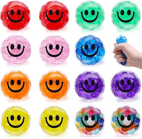 LovesTown 16 juguetes de bolas antiestrés, minibolas sensoriales para apretar para niños y adultos, alivio del estrés, rellenos de huevos de Pascua,