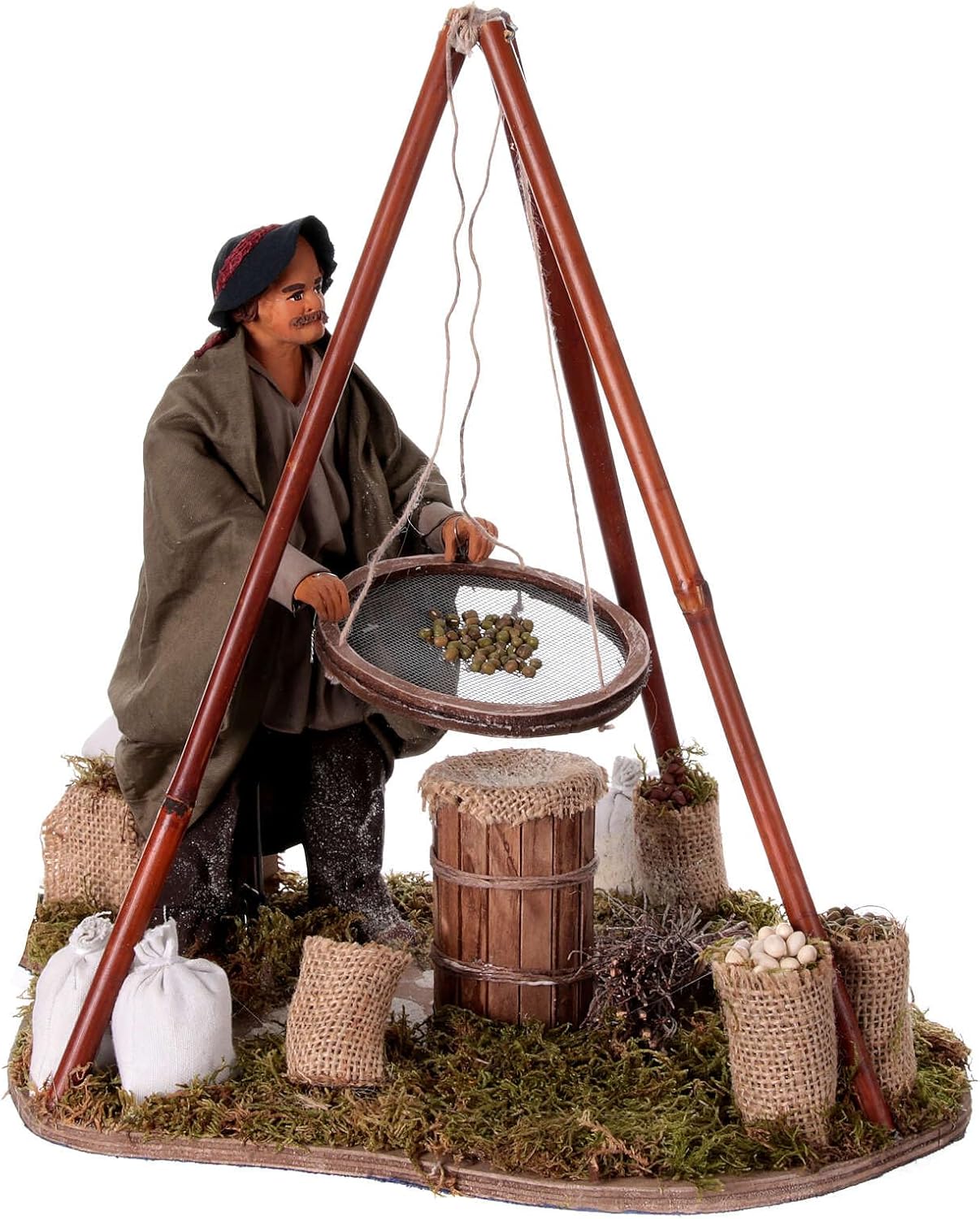 Holyart Animated Neapolitan Nativity Figurine Man with Sieve 24cm