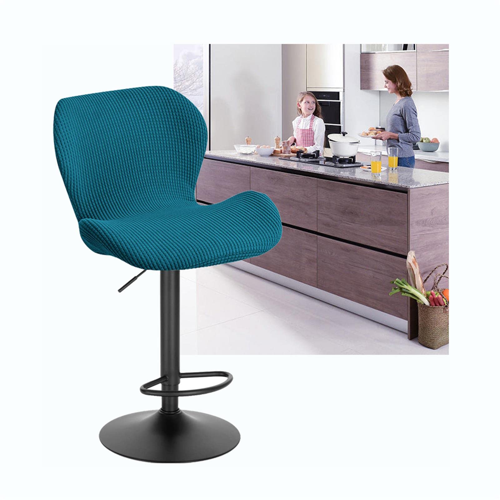 XGANGM Stretch Bar Stool Chair Slipcover Set of 2/4/6 Low Back Bar Chair Covers Modern Curved Kitchen Dinning Room Swivel Chair Covers Protector for Office Dining Chair,green A,6pcs