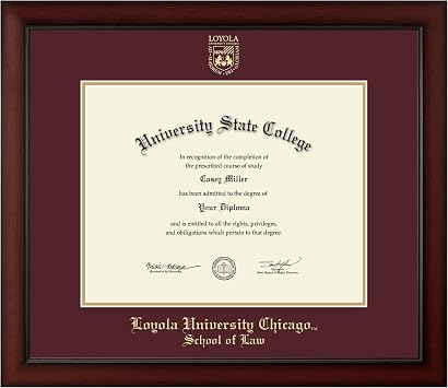 Loyola Chicago Law Gold Embossed Diploma Frame, 11 X 14, Cherry