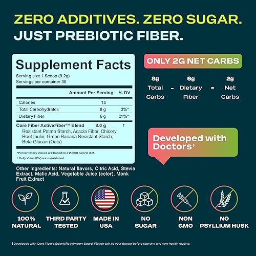Miniatura 7 de Suplemento de fibra prebiótica para mujeres y hombres 0.16 oz de fibra prebiótica en polvo Mezcla diaria para la salud intestinal, hinchazón,