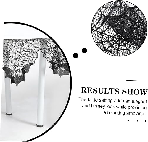 Miniatura 5 de KJHBV Halloween Tablecloth Cobweb Fireplace Mantel Scarf Halloween Door Curtain Cobweb Lampshade Cobweb Table Black Lace Spider Polyester