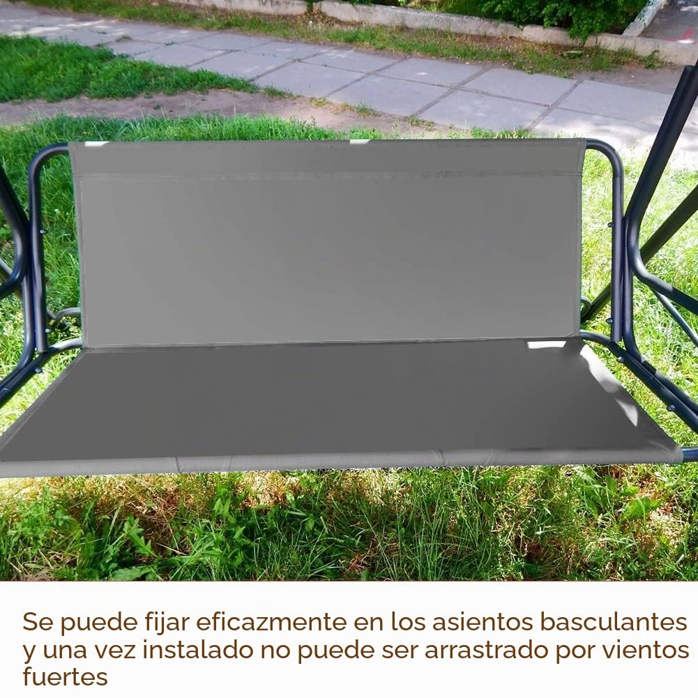 WingFly Funda de Asiento de Jardín para Columpio de Jardín, para Silla Mecedora de Jardín, Fundas para Silla de Jardín, 2 y 3 Plazas (115 x 48 x 48 cm), Impermeable, Color Gris