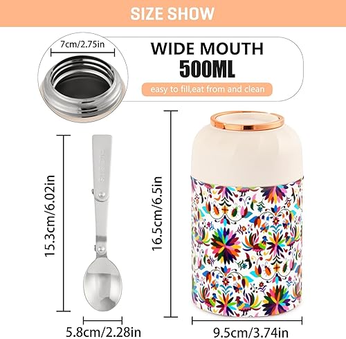 Miniatura 3 de MCHIVER Tarro de comida de gallo con cuchara de acero inoxidable aislado al vacío, contenedor de alimentos de 17 onzas para almuerzo