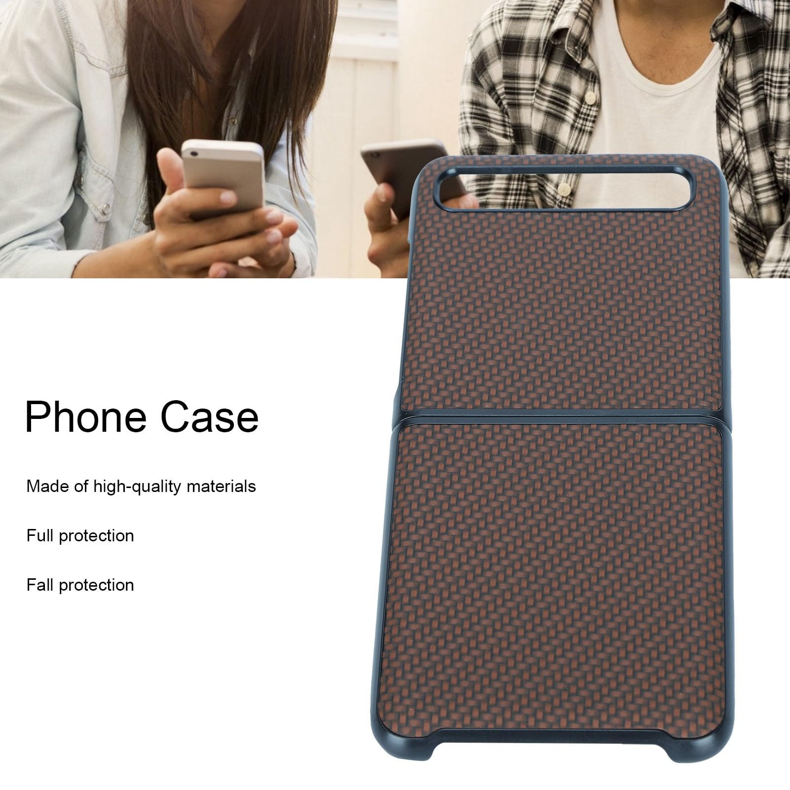 Wakects Carbon Fiber Textured Phone Case for Z Flip (BROWN)