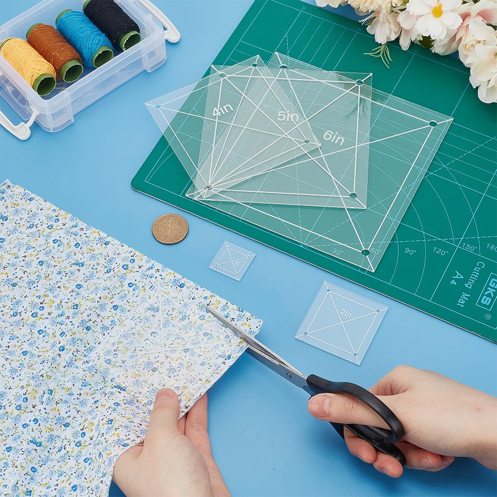 Juego de 6 plantillas acrílicas personalizadas de 1 a 6 pulgadas, plantillas cuadradas antideslizantes de acrílico, herramientas de precisión para manualidades de acolchado