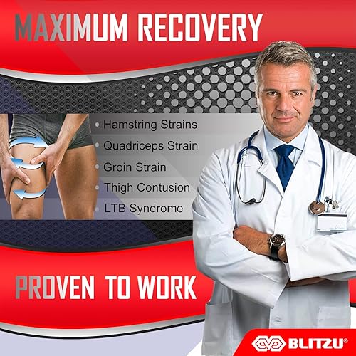 Miniatura 7 de Manga de compresión de isquiotibiales (par) mangas de compresión para muslos para hombres y mujeres. Quad, ingle, alivio del dolor de muslos y