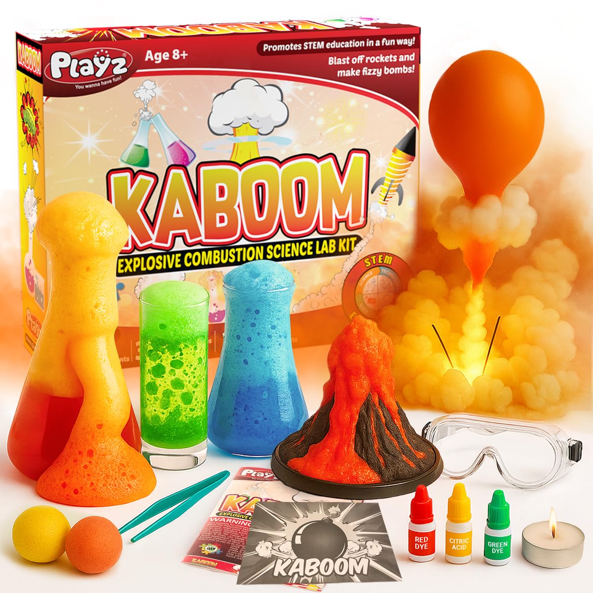 Amazon.com: Playz Kaboom! 50+ Explosive Science Experiments Kit