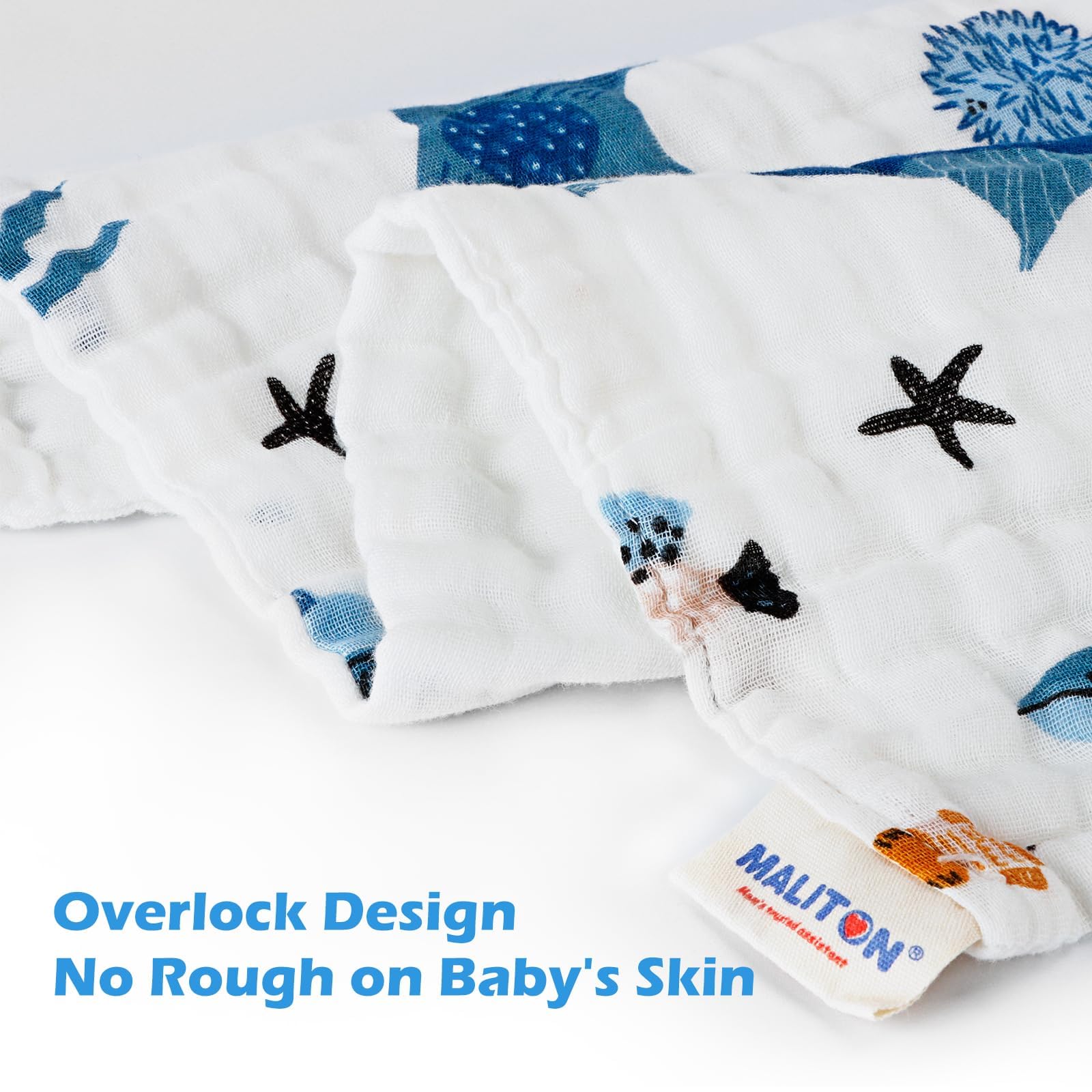 Maliton Mussole Neonato,6 pezzi Mussole Neonato Cotone, Mussola A Grana Per Neonati, Unisex, Per Bambine E Ragazzi, Ideale come Regalo Neonati (immagine animale, 70x70cm)