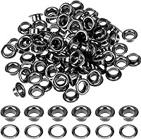 100 Sets 1/4 Inch Black Metal Grommets Eyelets with Washers - Anti-Rust Copper Kit for Canvas, Leather, Shoes, Bags, Crafts