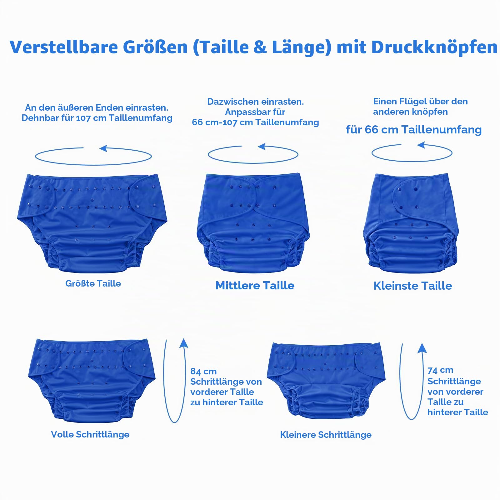 LittleForBig Waschbarer Verstellbarer Wiederverwendbarer Wasserdichter Primärer Komfort Stoffwindel Überhose Bezug für Erwachsene Einheitsgröße Dunkelblau