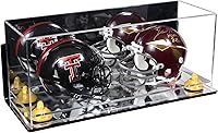 Vista 74 de Better Display Cases Acrílico 2 Mini casco de fútbol (no tamaño completo) vitrina con base de césped transparente (V46/A019)
