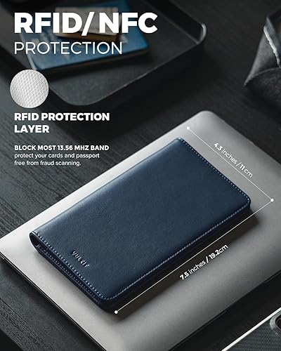 Miniatura 3 de VULKIT Cartera Portapasaportes con Bloqueo RFID, Cartera de Viaje para Hombre y Mujer