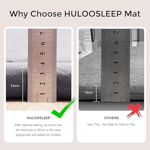 Miniatura 2 de Tapete de juego para bebé para piso, tapete de espuma viscoelástica de 1.2 pulgadas de grosor, tapete de terciopelo coral suave, tapete