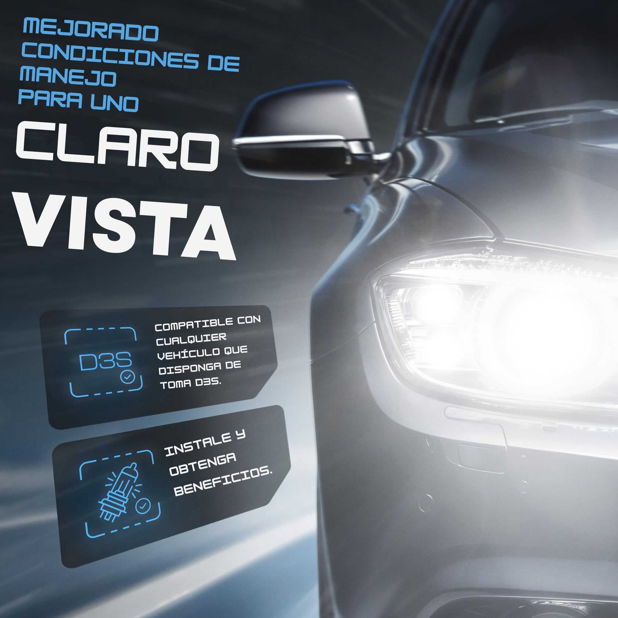 Gread D3S 6000K Xenon 2 bombillas de luces quemador de xenón - 12V - 35W HID Auto Lámpara, Blanco Faro Delantero De Coche larga vida, Paquete de 2