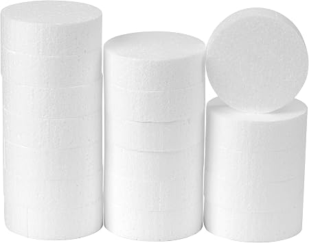 Crafare 3 Inch Foam Circles for Crafts 18 Pack 1 Inch Thick Round Polystyrene Discs for DIY Projects White