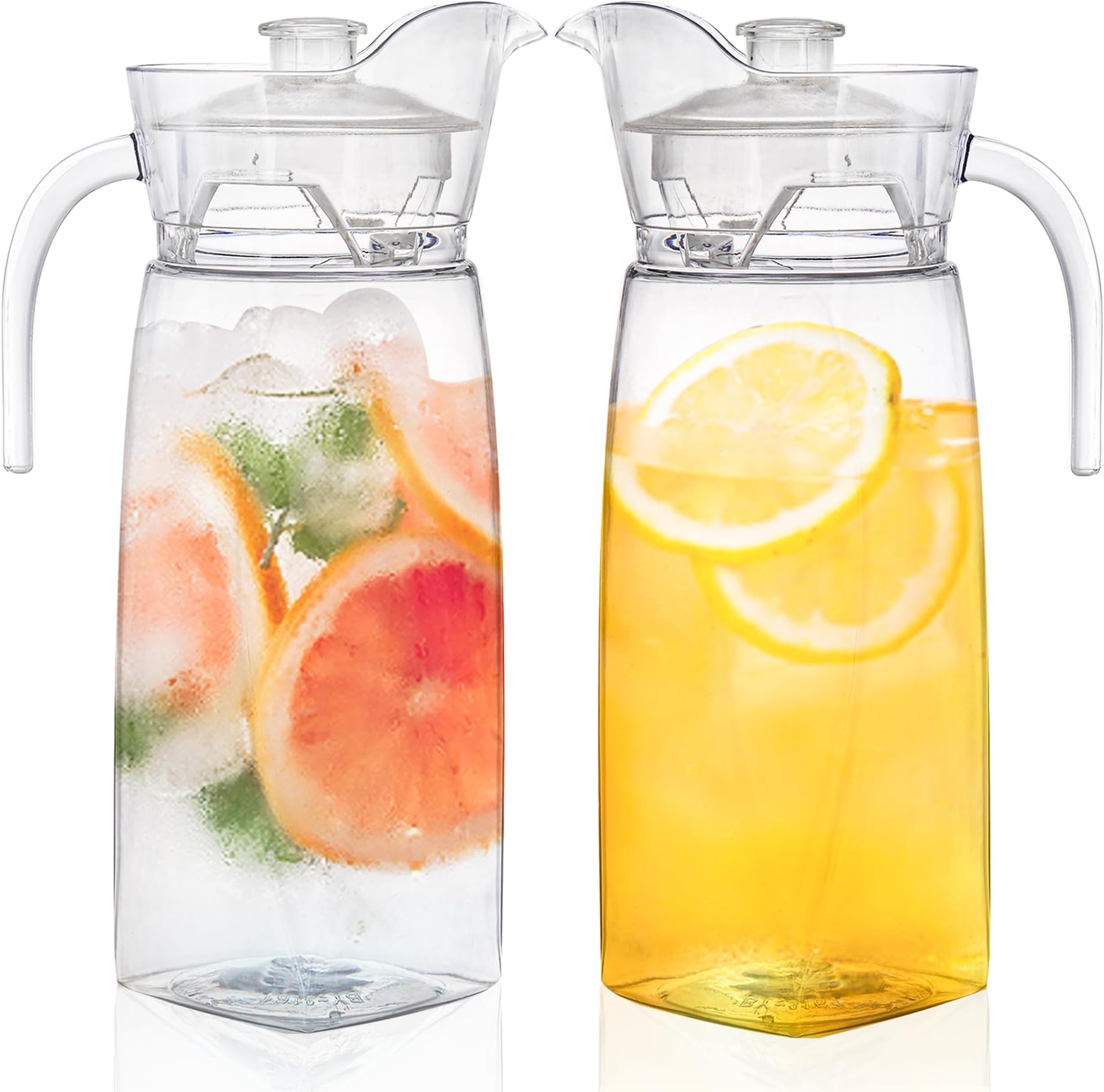 WUWEOT 2 Pack 1 Litre Plastics with Lid, BPA Free, Clear Water Jug