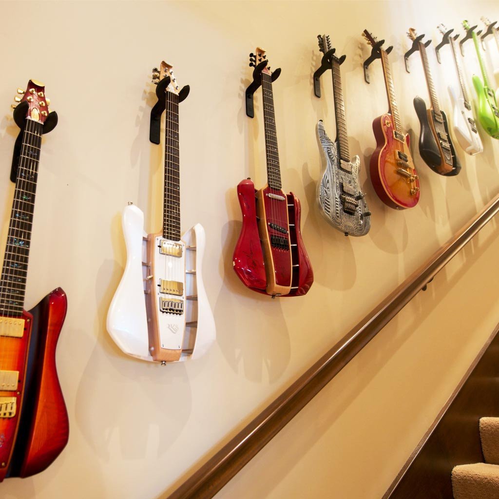 D&A Guitar Gear UCHWYT: Najbardziej wytrzymały na świecie profesjonalny uchwyt ścienny do gitary, metalowa konstrukcja, regulowany hak do wieszaka elektrycznego, akustycznego, basowego, łatwo