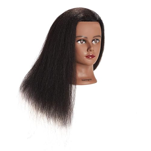Miniatura 9 de Cabeza de maniquí de 14 pulgadas, 100% pelo real, para peluquería cosmetología, maniquí de entrenamiento y soporte de abrazadera gratis (14 pulgadas)