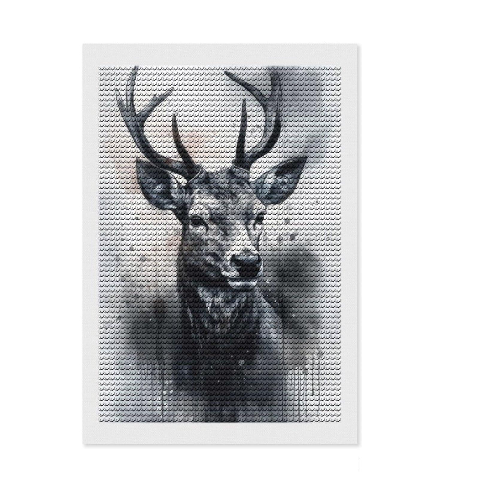 Junmoney Deer Beauty Watercolor Diamond Art Canvas 8"x12", Birthday Gift, for Teens, Relaxing DIY Hobby, Office Decor, Mindful Craft Activity