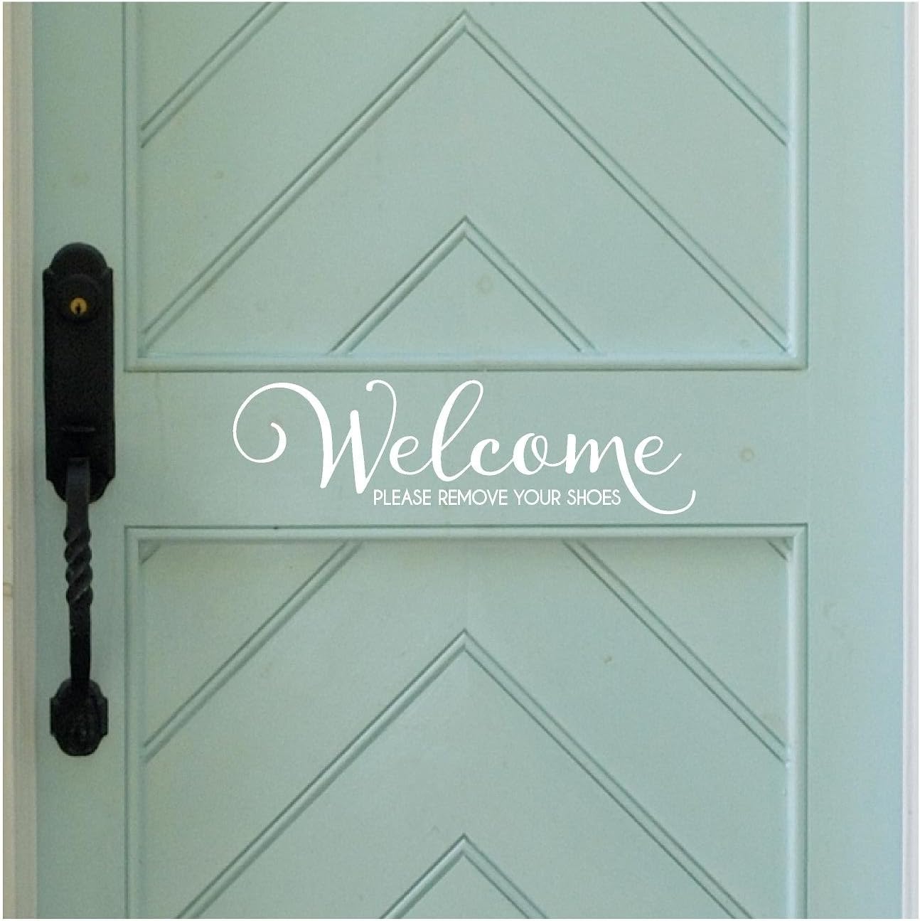 Welcome..Please Remove Your Shoes Vinyl Wall Decal (White)