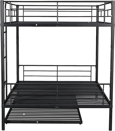 Miniatura 43 de Harper & Bright Designs Litera de metal completo sobre tamaño matrimonial para adultos, marco de cama de metal resistente con escalera y correas de