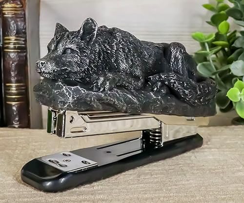 Miniatura 2 de Ebros - Grapadora gótica de lobo alfa para oficina, accesorio de escritorio, tótem de espíritu de lobo, decoración del hogar, resina de piedra