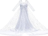 Vista 21 de Disfraz de princesa de lujo con capa larga brillante para fiesta de cumpleaños de niña