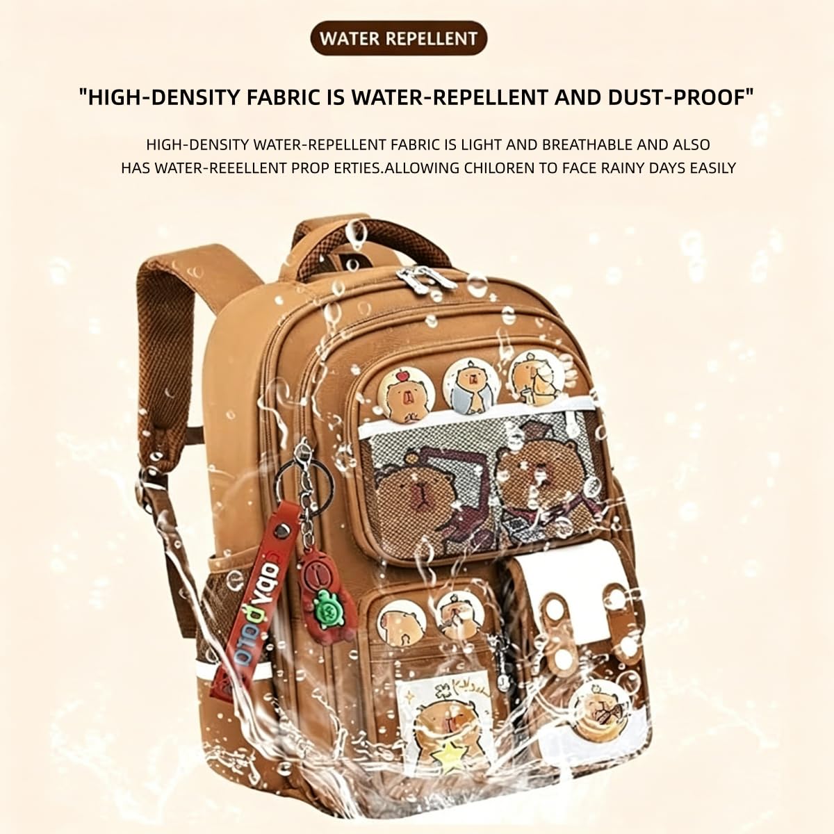 Generisch Capybara Rucksack，GeräUmiger Rucksack In Form Eines Wasserschweins, Inklusive Lunchbox Und FedermäPpchen; Ein Lernset In Form Eines Wasserschweins, Geeignet FüR Jungen Und MäDchen.