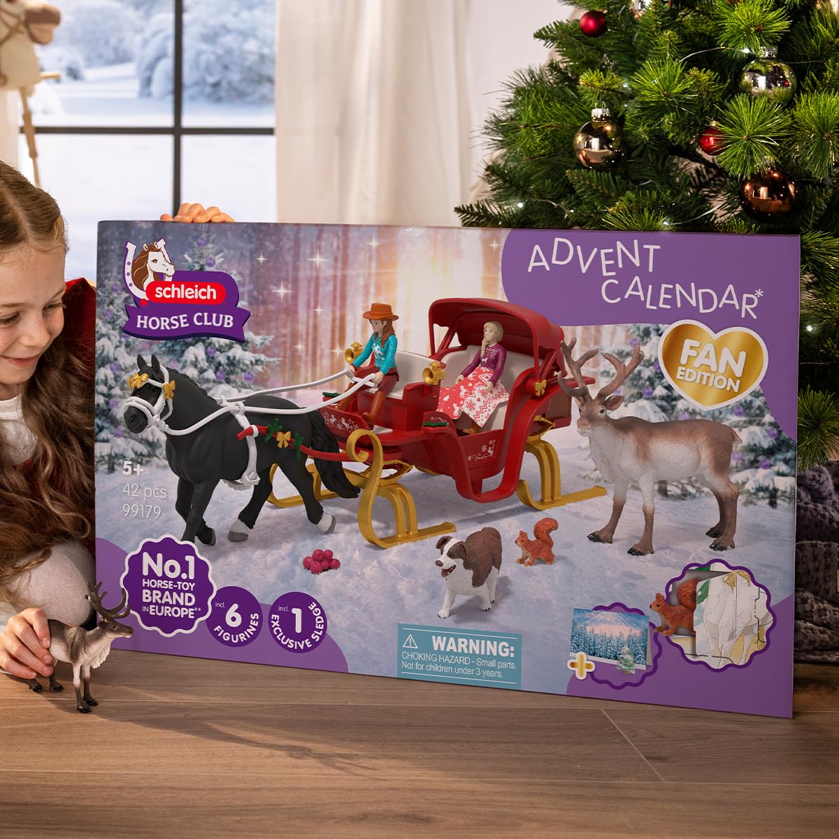 Schleich Horse Club | Gran Calendario de Adviento 2025 – Paseo navideño en Trineo 99179 | con Hannah, Sofia, Trineo, Reno y Accesorios | Idea de Regalo Ecuestre a Partir de 5 años | 31 Piezas | Con Hannah, Sofía, trineo, reno y accesorios, juguete para ca