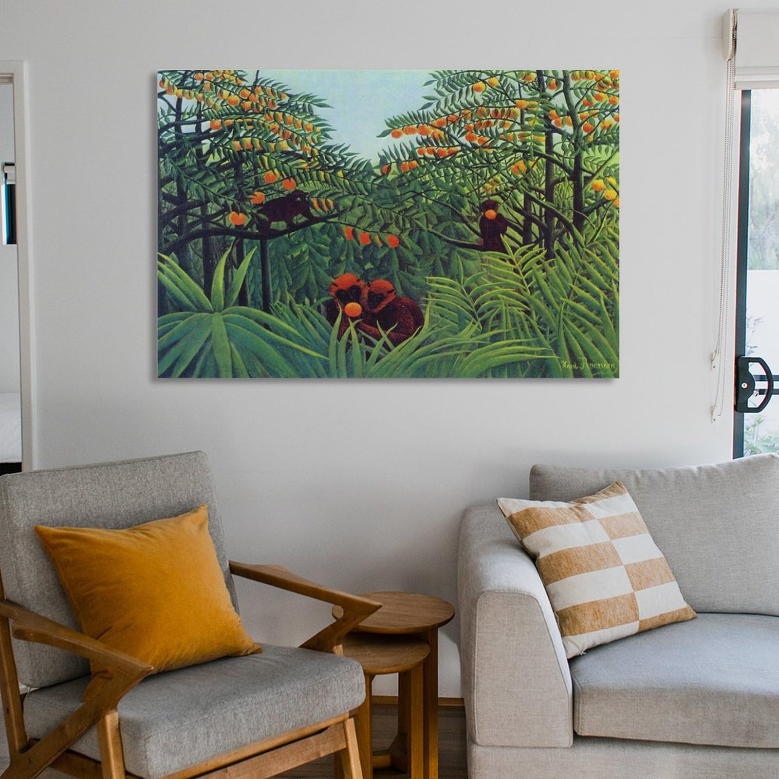 Amazon.co.jp: アンリ・ルソー（熱帯風景、オレンジの森の猿たち