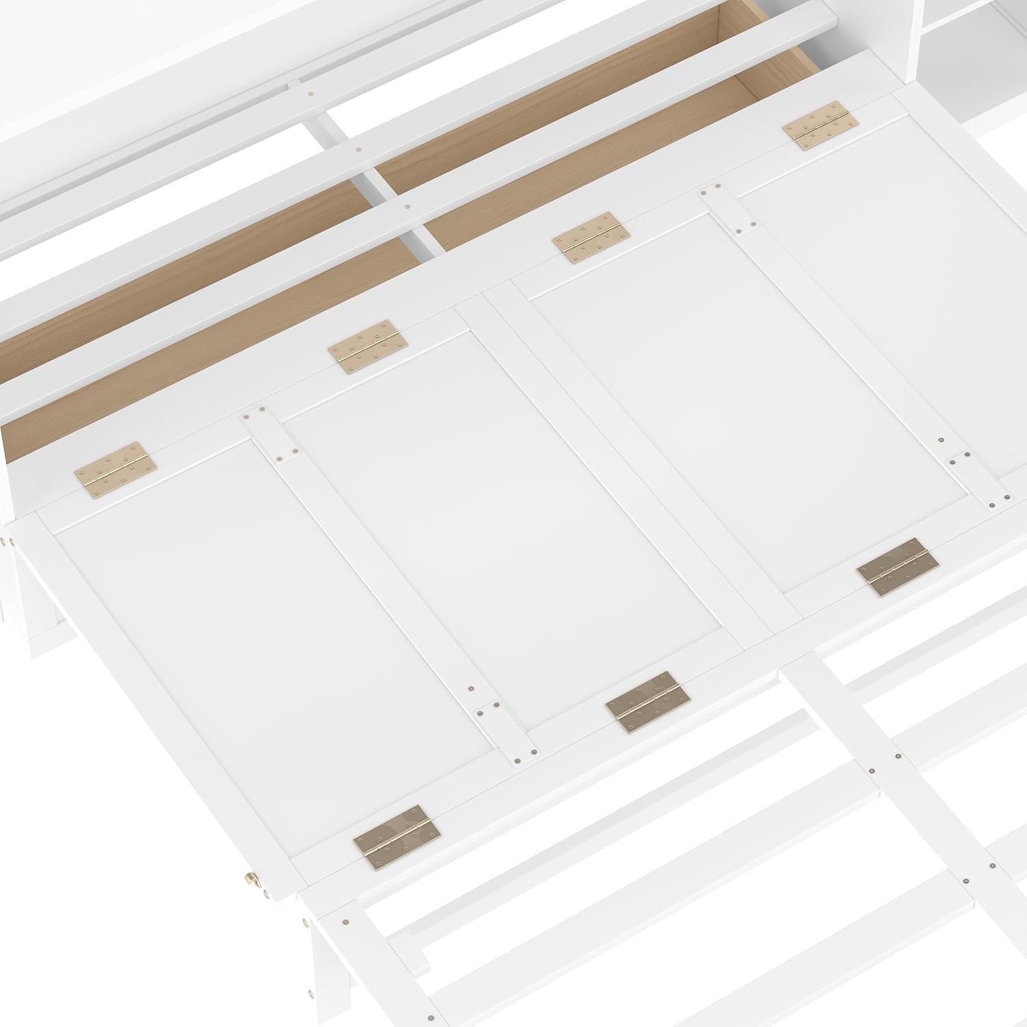 Harper & Bright Designs Queen Size Murphy Bed with Double Cabinet for Storage, Solid Wood Murphy Wall Cabinet Bed with Drawers for Small Space, White