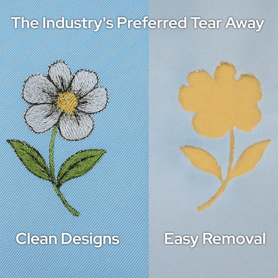 H.B.I. Products Tear Away Machine Embroidery Stabilizer - 1.8 Ounces Medium Weight 12" x 50 yd Tearaway - Image 5