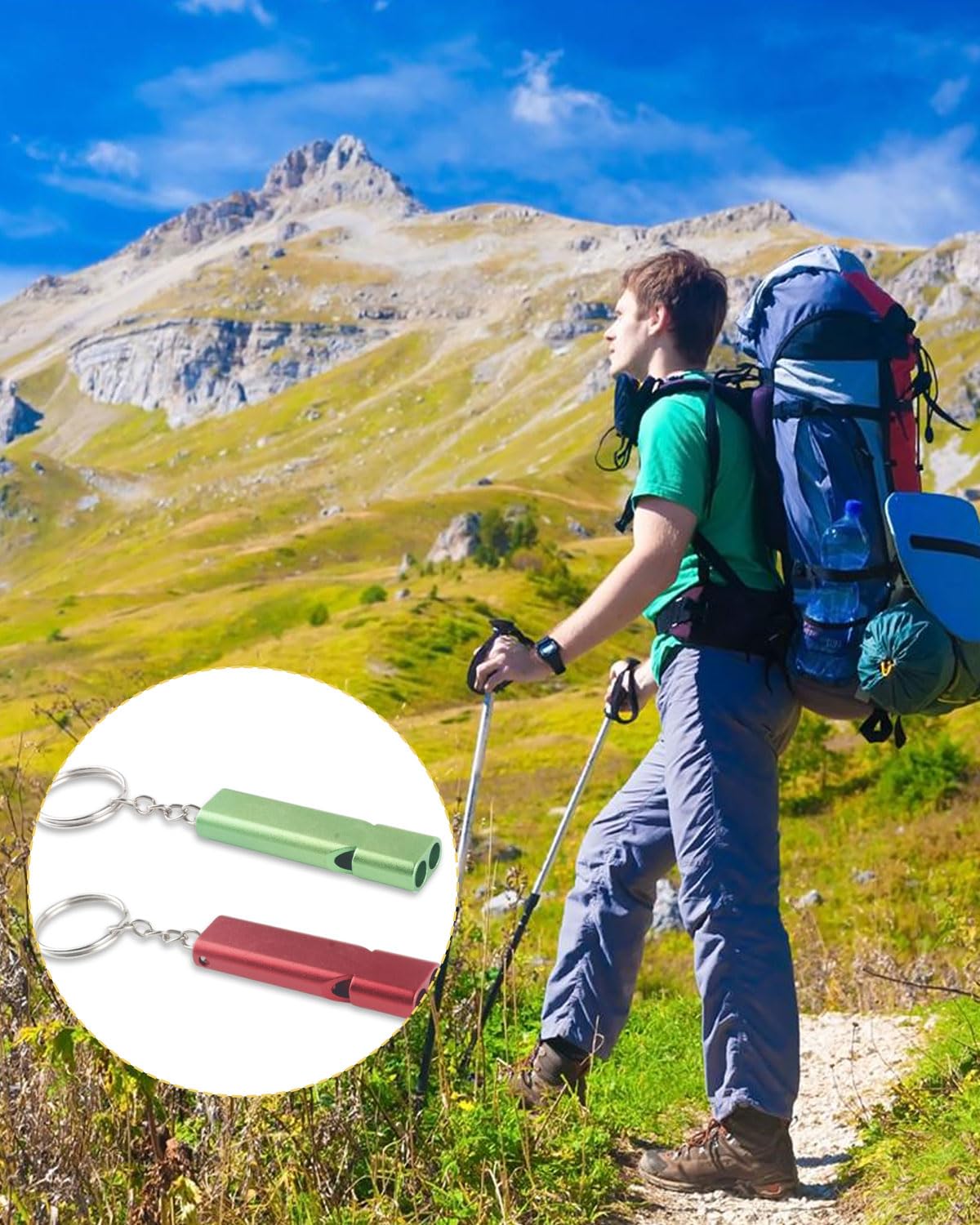 6 Fischietti Emergenza In Alluminio - 120dB, Doppio Tubo, Impermeabili, Per Trekking, Sport, Sopravvivenza - Foto 2