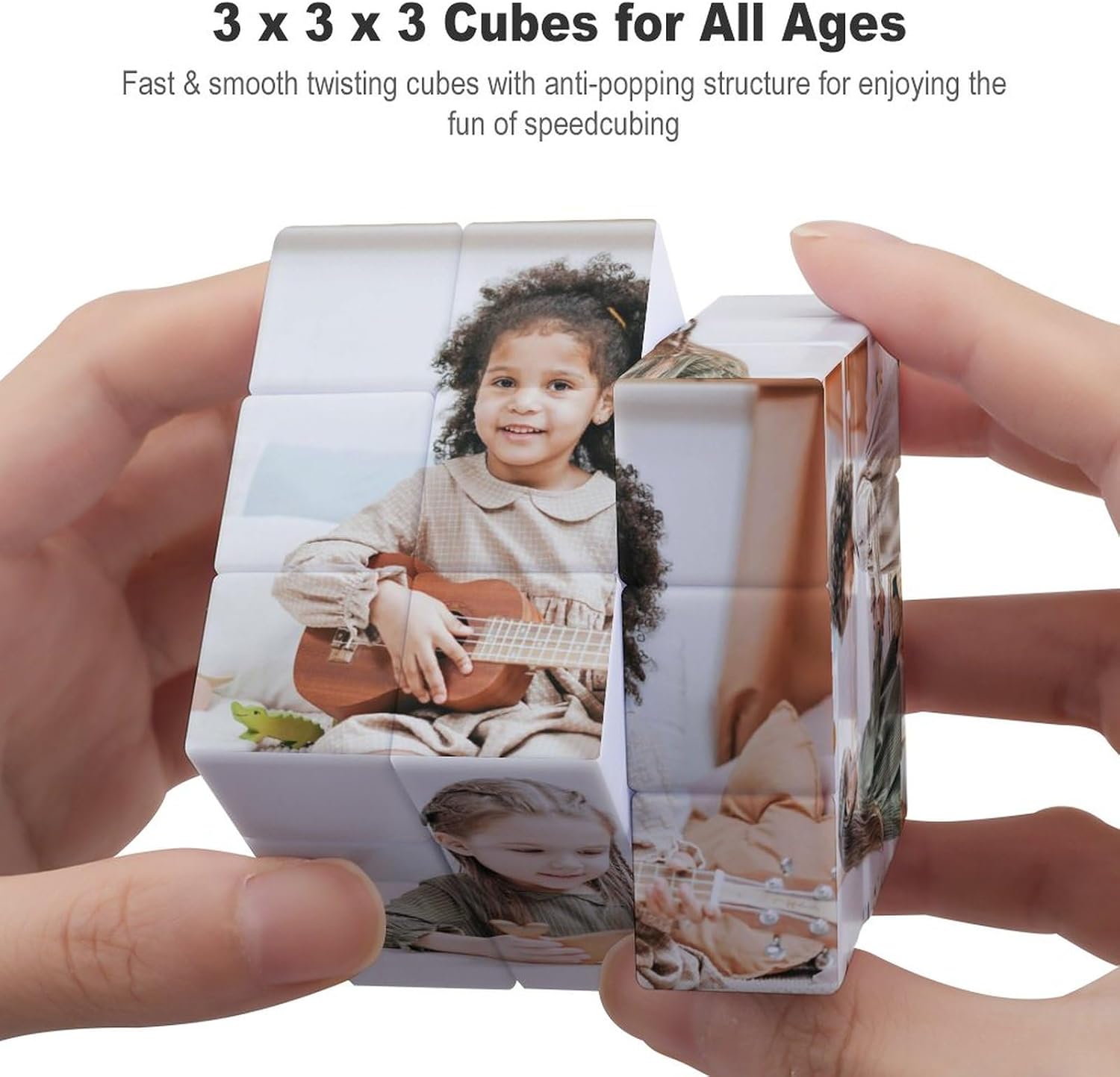 Custom Cube, Personalized Rotating Cube with Photo Image, for Family, Friends, Birthday, Christmas, Valentine's Day, Customized Gift (Cube)