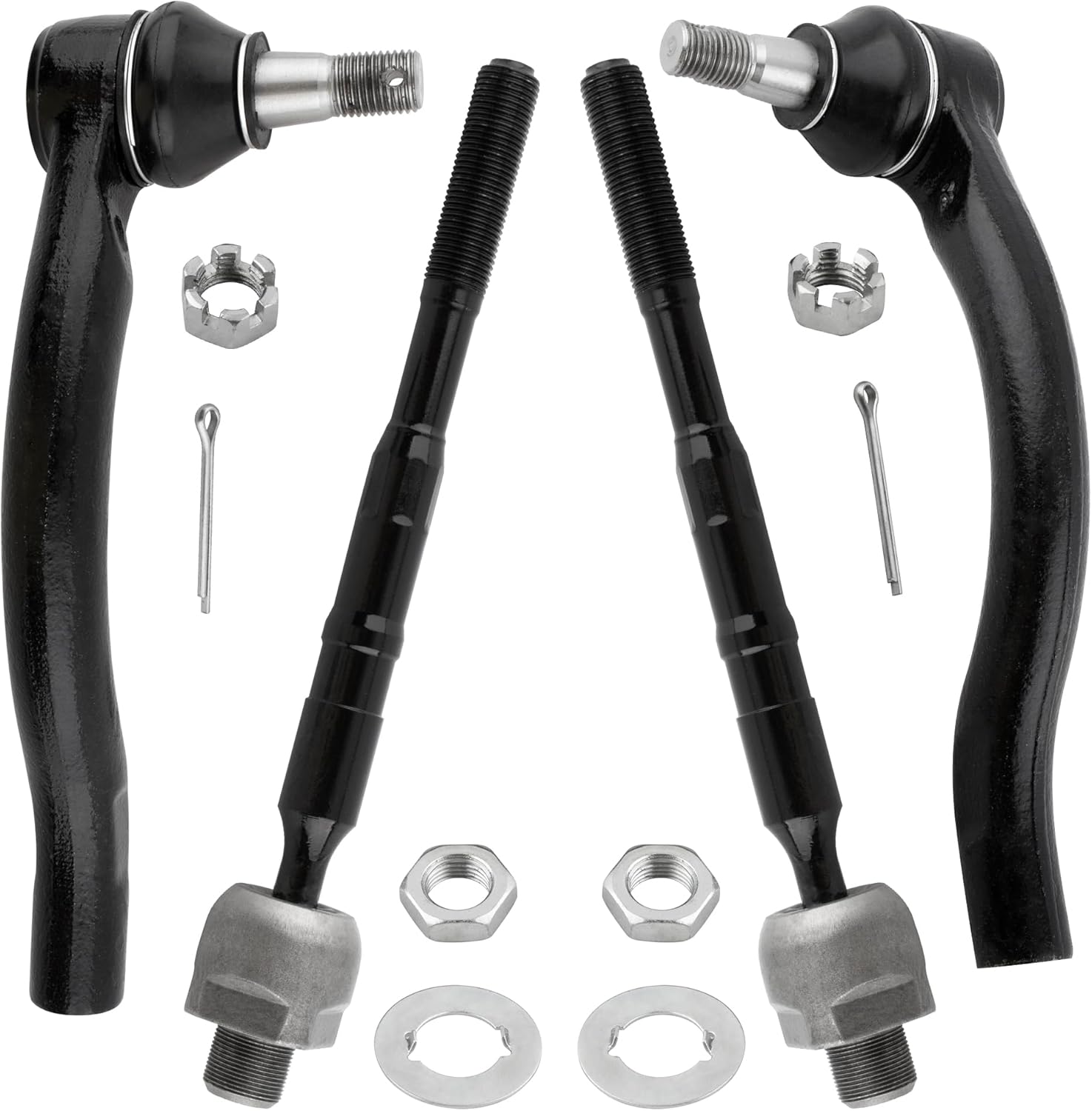 Front Inner & Outer Tie Rod End Links Driver & Passenger Sides for Nissan Armada 5.6L 2005-2019 Titan 2004-2015 Infiniti QX80 2014-2019 QX56 2004-2013, EV800216 ES800031 ES800032