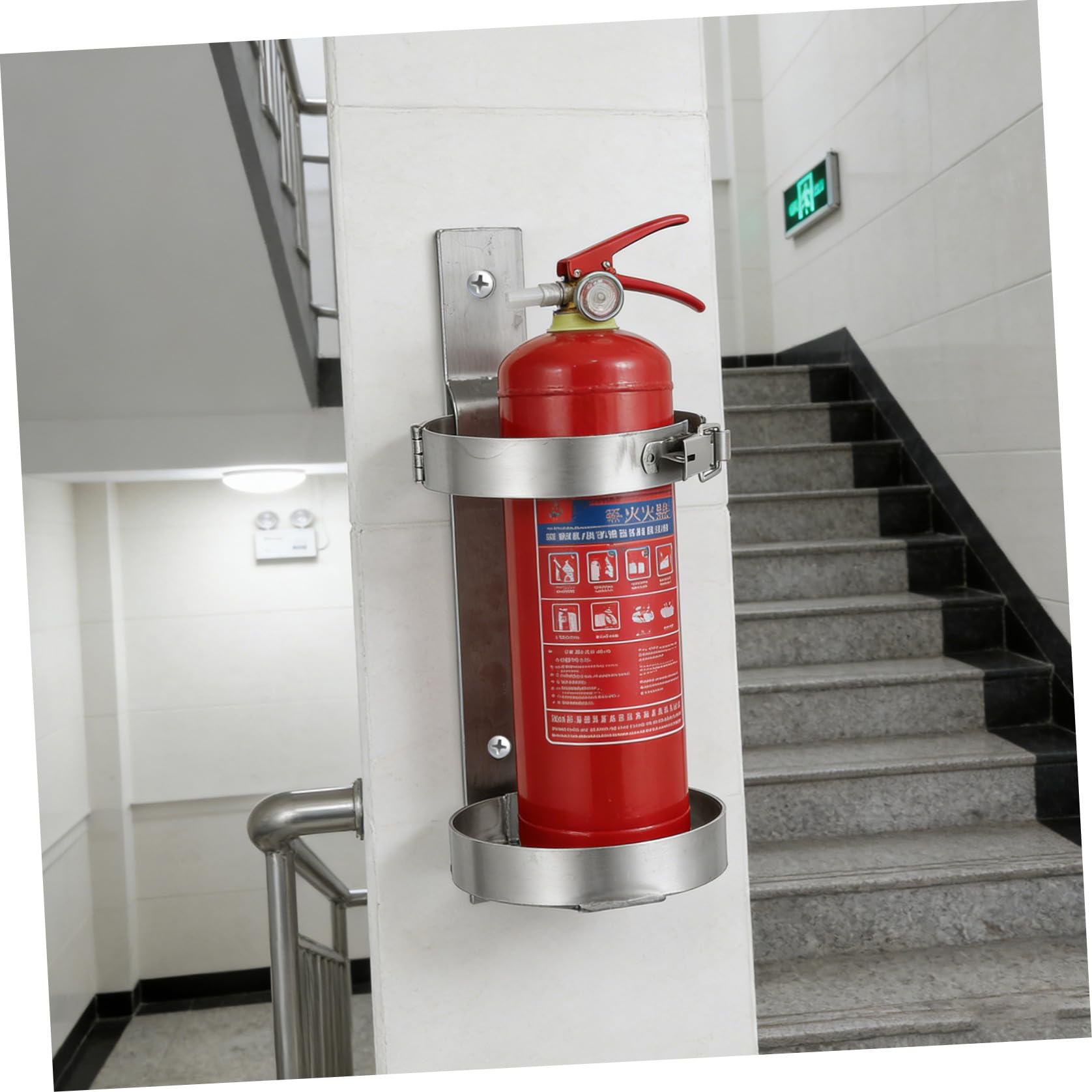 Soporte Liberación Acero para Extintor de de 2 Kg Incendios en Inoxidable Plata Rápida y Fácil Instalación para Uso en Hogar y Oficina